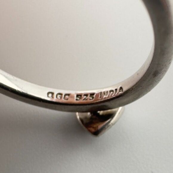 Sterling Silver Rhodium Plated Black & White Diamond Stackable Heart Ring Sz 10 - Picture 5 of 6